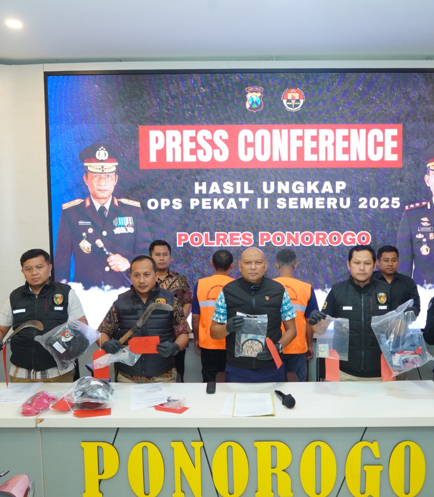 Operasi Pekat II Semeru 2025, Polres Ponorogo Amankan Tersangka Penganiayaan Bersajam