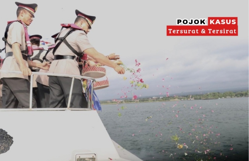 Peringati Hari Bhayangkara ke-79, Polresta Banyuwangi Tabur Bunga di Selat Bali