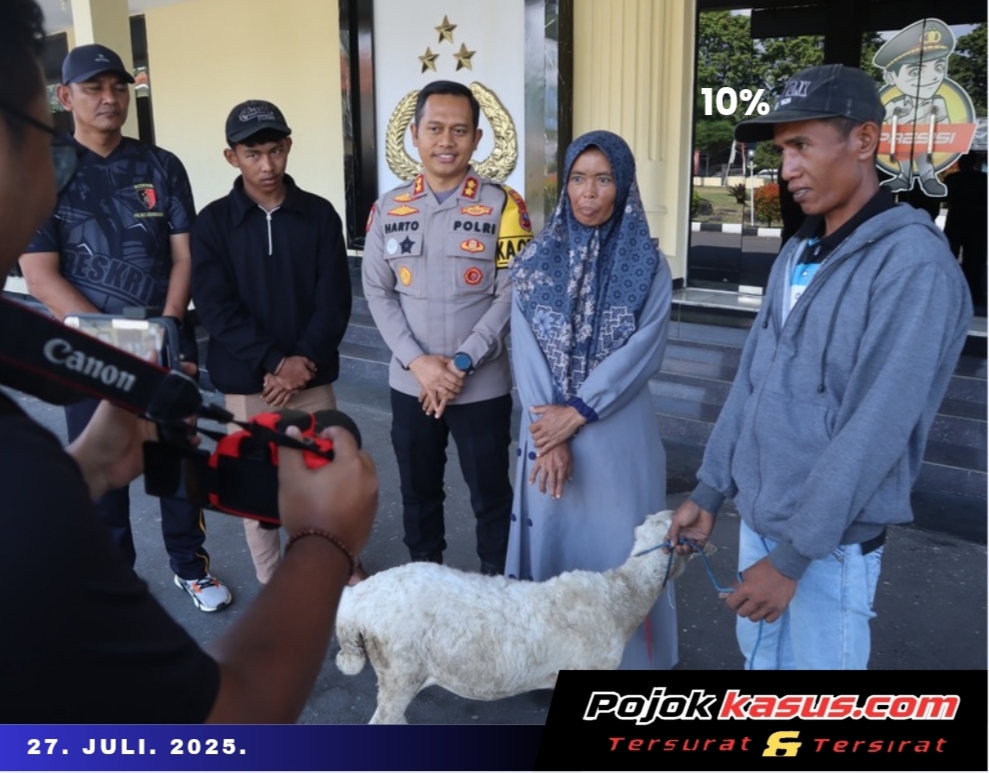 Polres Bondowoso Amankan Tersangka Curwan, Barang Bukti Kambing Diserahkan Kembali ke Pemilik