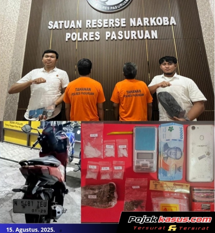 Polres Pasuruan Tangkap Dua Pengedar Sabu dan Ganja, Sita 11,2 Gram Sabu dan 20,9 Gram Ganja