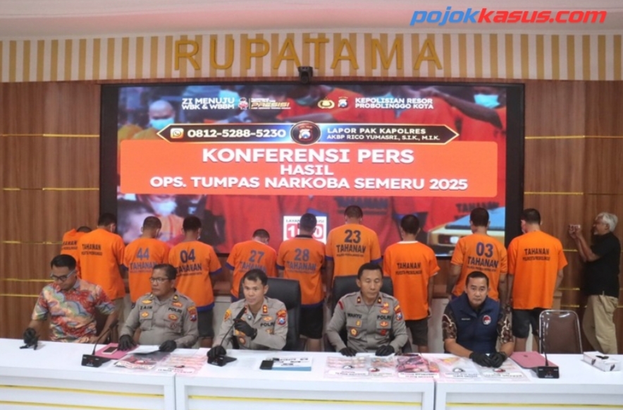 Polres Probolinggo Kota Amankan 10 Tersangka Jaringan Narkoba Dalam Operasi Tumpas Semeru 2025