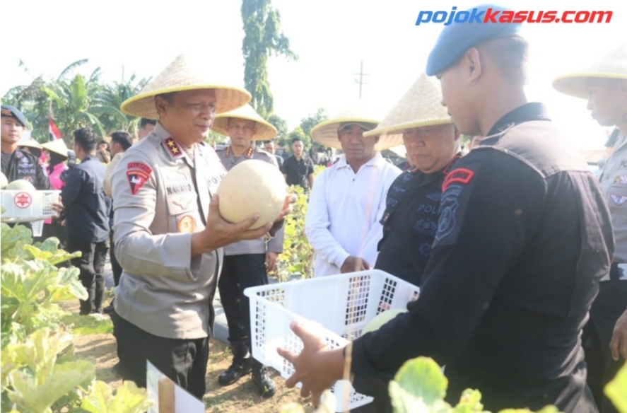 Brimob Polda Jatim Panen Melon dan Semangka, Dukung Program Ketahanan Pangan Nasional