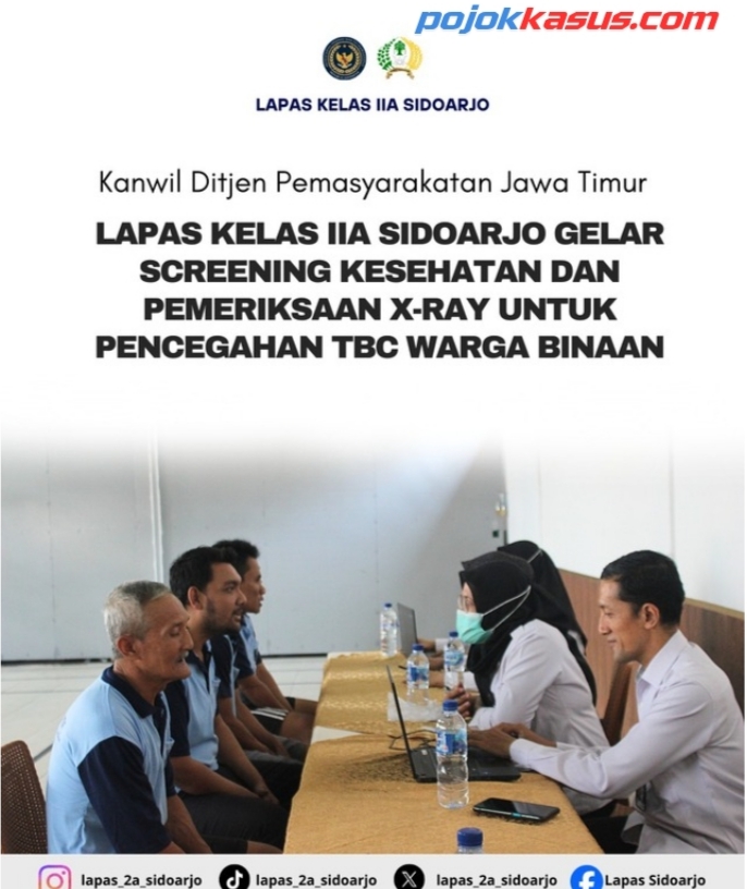 Lapas Kelas IIA Sidoarjo Gelar Screening Kesehatan dan Pemeriksaan X-Ray untuk Pencegahan TBC Warga Binaan