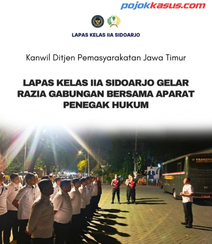 Lapas Kelas IIA Sidoarjo Gelar Razia Gabungan Bersama Aparat Penegak Hukum