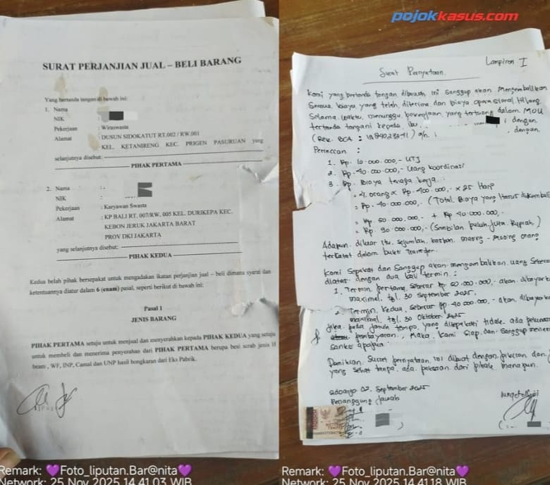 DIDUGA TERJADI PENIPUAN JUAL BELI BESI TUA, JPKPN DESAK APARAT LAKUKAN PENYELIDIKAN