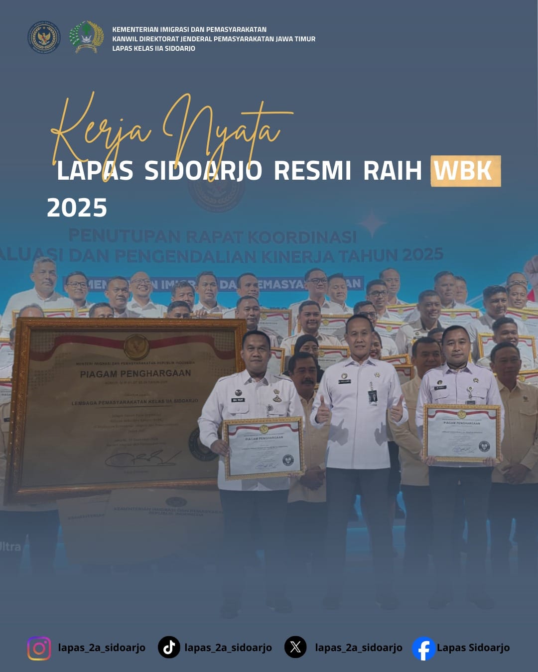 Lapas Kelas IIA Sidoarjo Raih Predikat WBK Tahun 2025