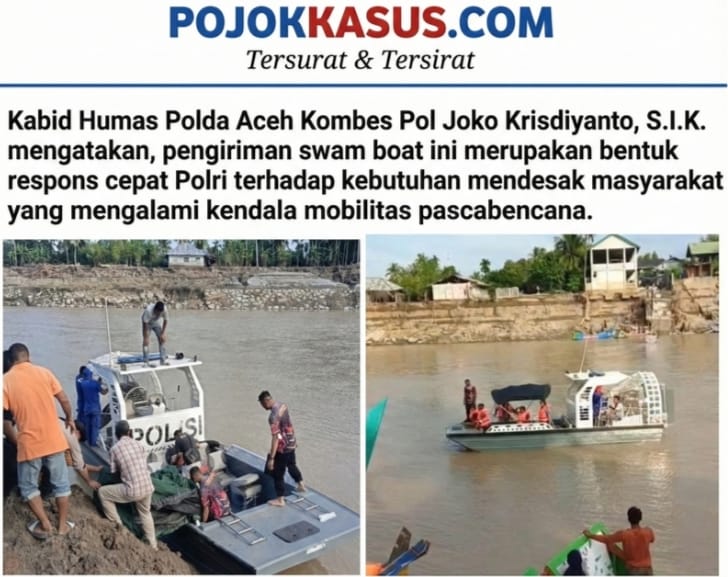 Polri Siagakan Swam Boat di Kutablang Bireuen, Bantu Mobilitas Warga Pascabencana