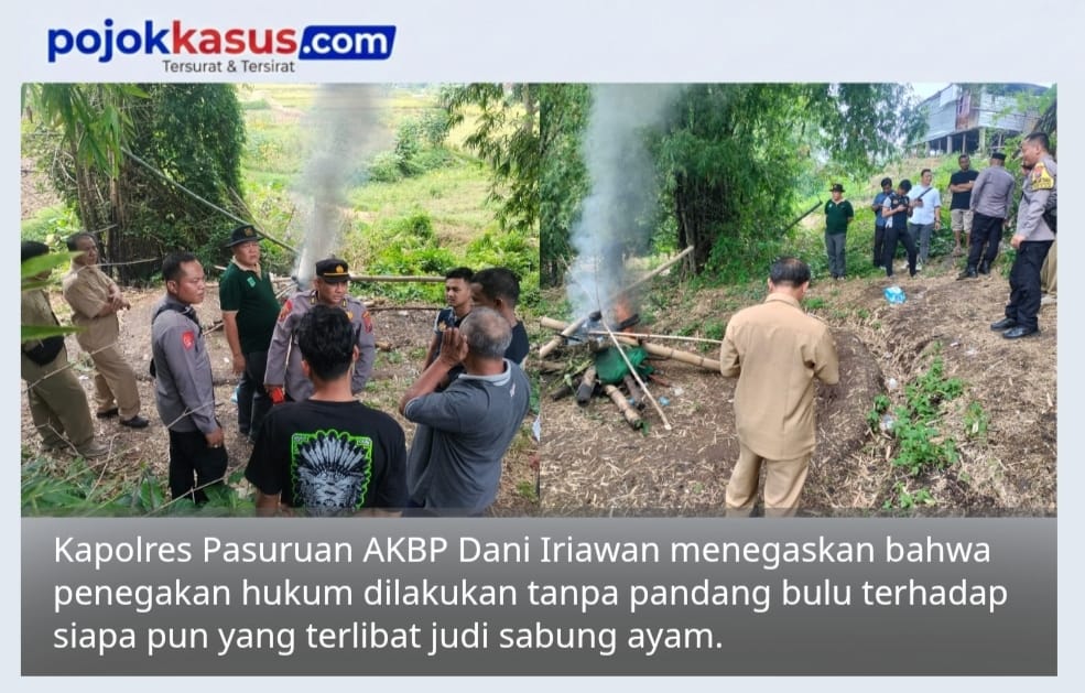 Arena Judi Sabung Ayam di Desa Mendalan Pandaan Dibakar, Polisi Tegaskan Tak Ada Toleransi Perjudian