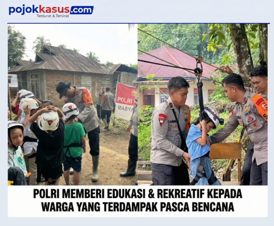 Trauma Healing Polri Hadirkan Flying Fox untuk Kembalikan Senyum Anak-Anak Terdampak Bencana di Kayu Pasak