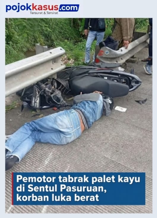 Pemotor Tabrak Palet Kayu, Nyaris Tewas
