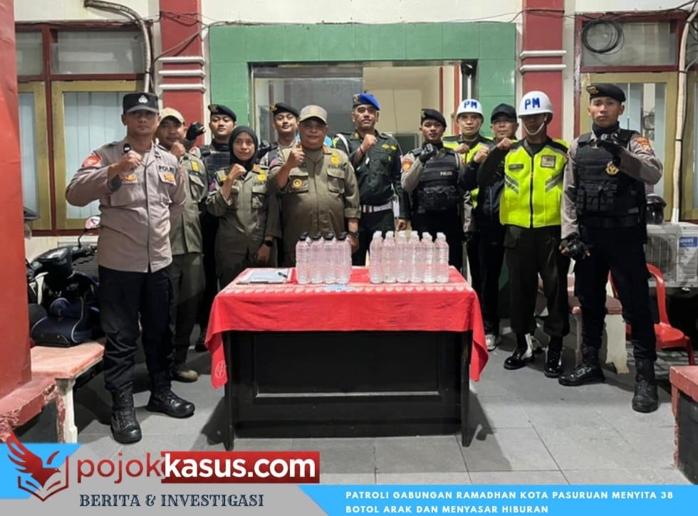 Patroli Gabungan Ramadhan Pasuruan Sikat 38 Botol Miras