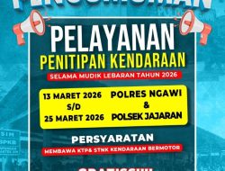 Mudik Aman Keluarga Bahagia, Polres Ngawi Layani Penitipan Kendaraan Gratis