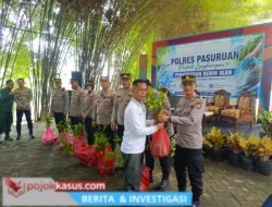 Dukung Gerakan Indonesia Asri, Polres Pasuruan Tebar 6.000 Benih Ikan dan Bagikan Bibit Pohon