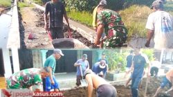 Perkuat Ketahanan Pangan, Babinsa Gunungsari Bersama Masyarakat Benahi Jalan dan Tanggul Persawahan