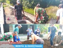 Perkuat Ketahanan Pangan, Babinsa Gunungsari Bersama Masyarakat Benahi Jalan dan Tanggul Persawahan