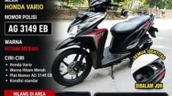 Motor Honda Vario AG 3149 EB Diduga Hilang di Kediri