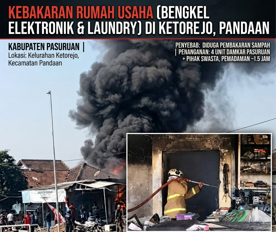 Bengkel Elektronik dan Laundry Pandaan Kebakaran